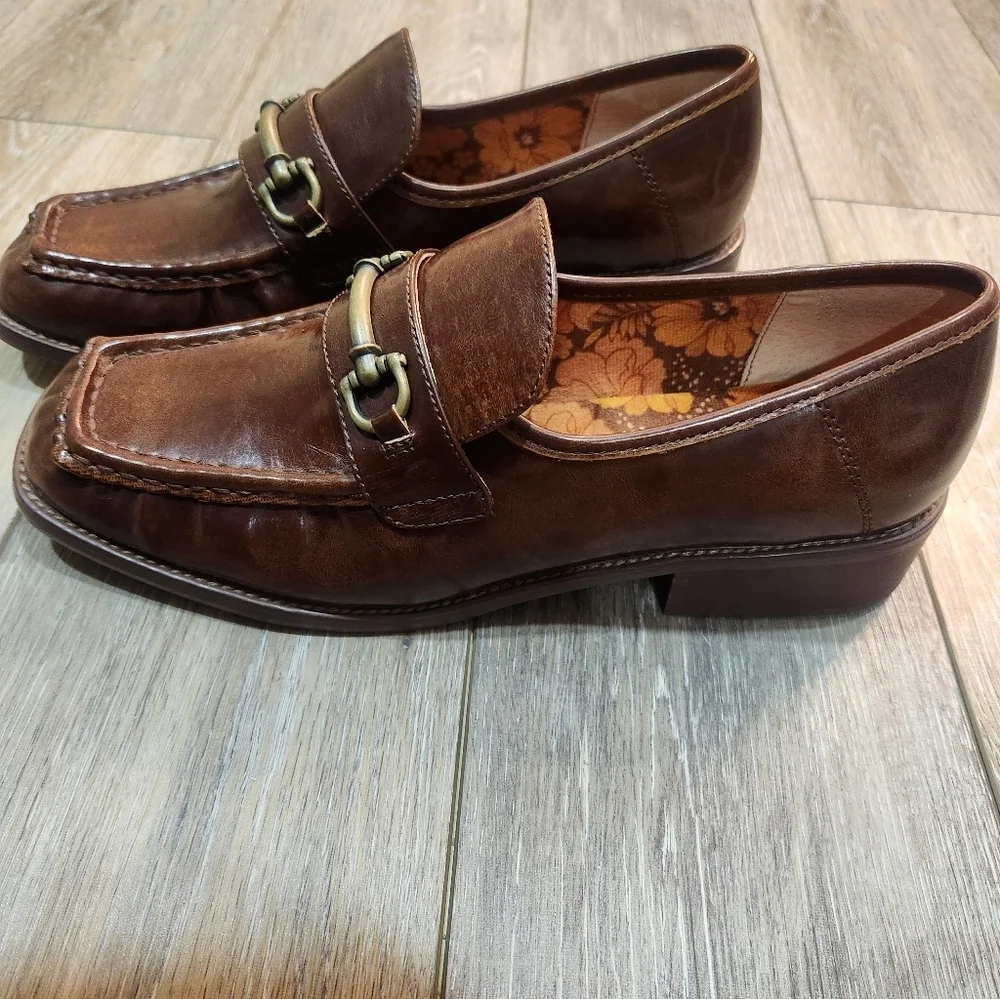 Korks Womans Florence Brown Leather Loafers Size 11